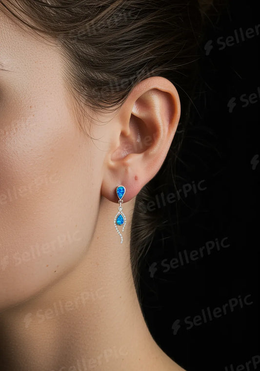 Azure Elegance Sterling Silver Drop Earrings