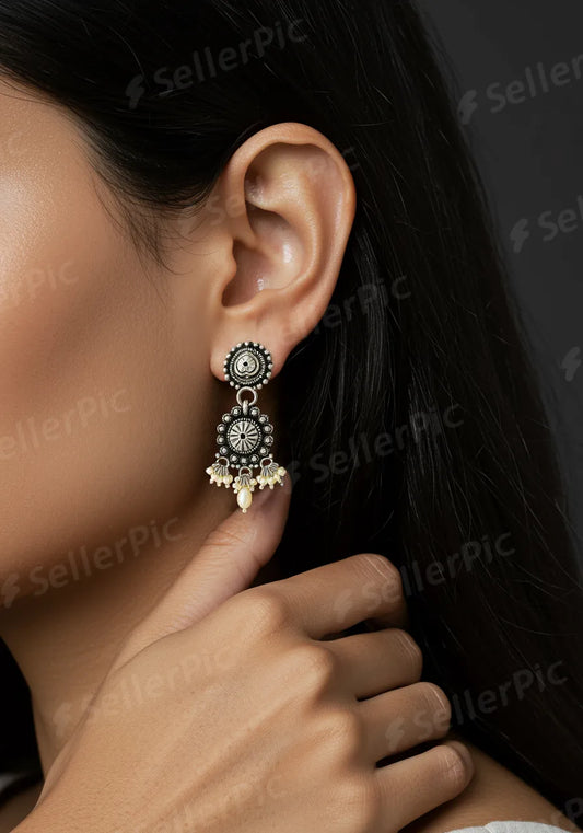 Vintage Charm Sterling Silver Jhumka Earrings