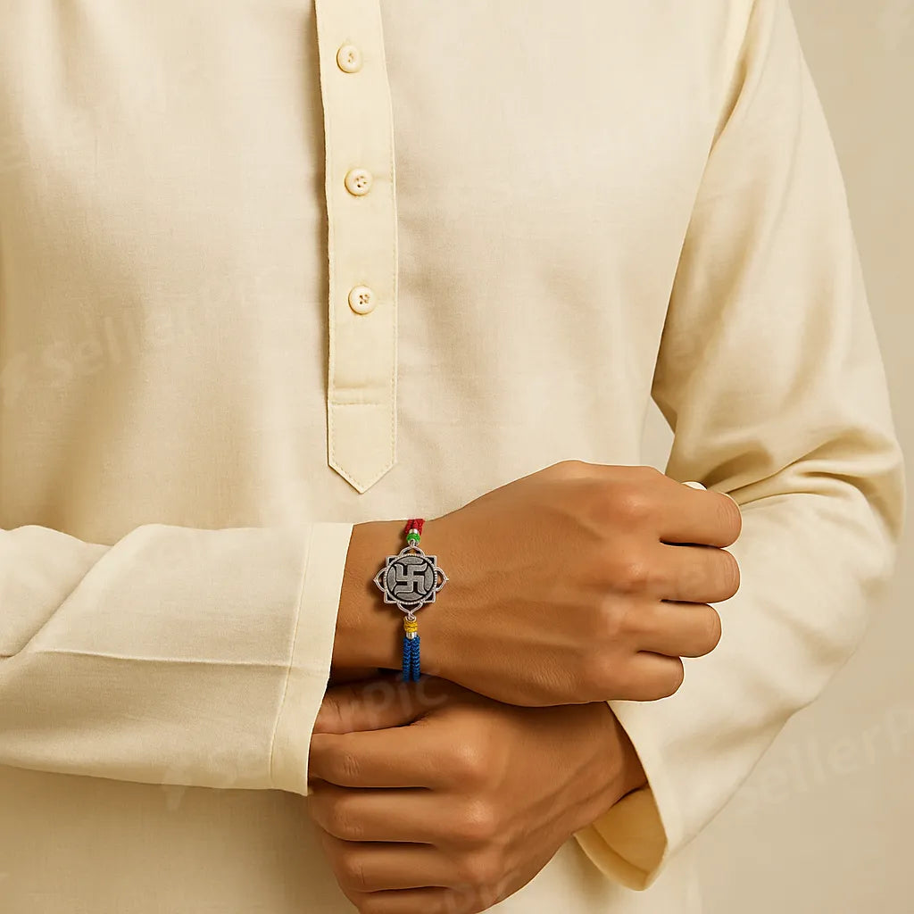 Swastik Blessings Sterling Rakhi