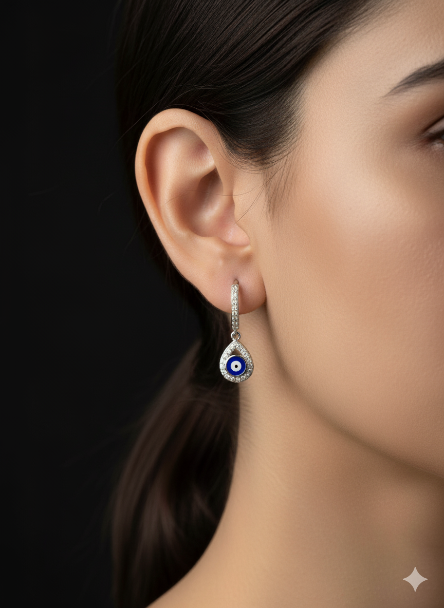 Evil Eye Diamond Drop Earrings