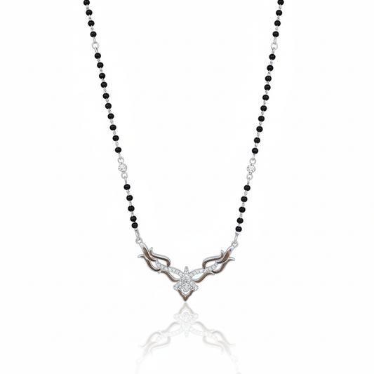 "Modern Bloom" Diamond Simulant 925 Silver Mangalsutra
