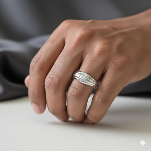 "The Sentinel" Solitaire Channel 925 Sterling Silver Ring