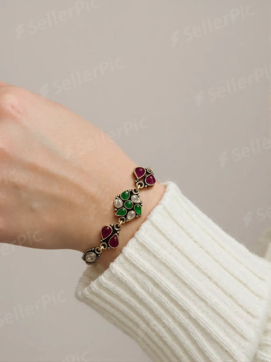 Meher Jadau Bracelet – Sterling Silver