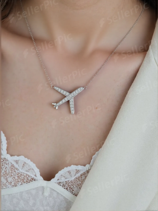 Silver Airplane Pendant