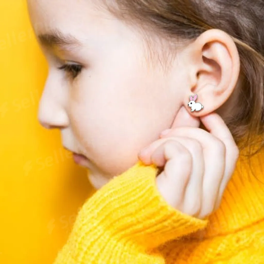 Bunny Hugs – Sterling Silver Kids' Stud Earrings