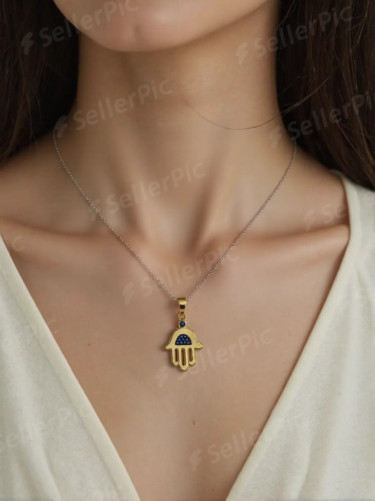 Golden Hamsa Serenity Pendant