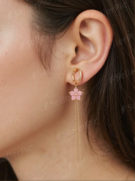 Blossom Grace Rose Gold Drop Earrings