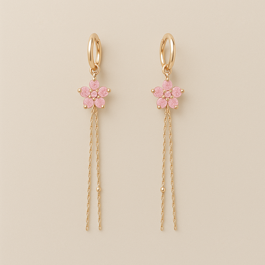 Blossom Grace Rose Gold Drop Earrings