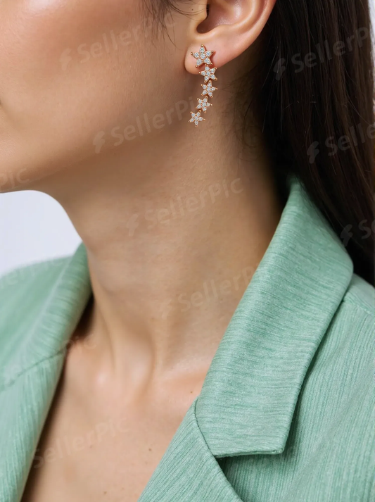 Celestia Bloom Ear Climbers studs