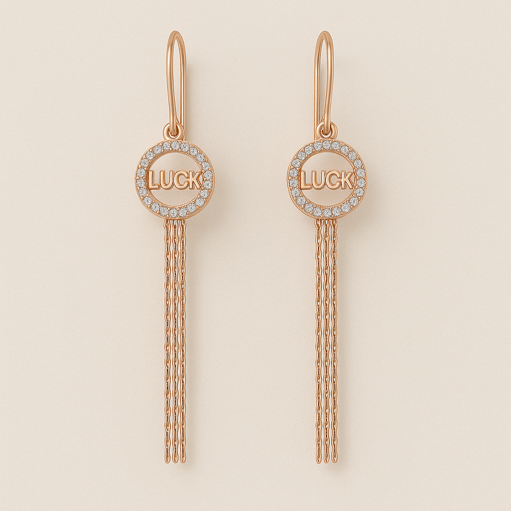 Luck Charm Rose Gold Dangle Earrings
