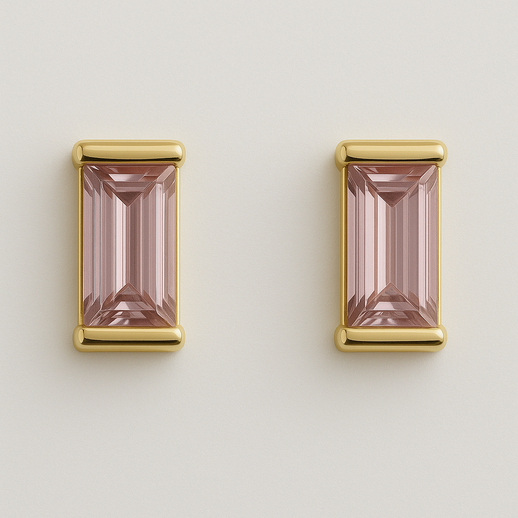 Blush Baguette Studs
