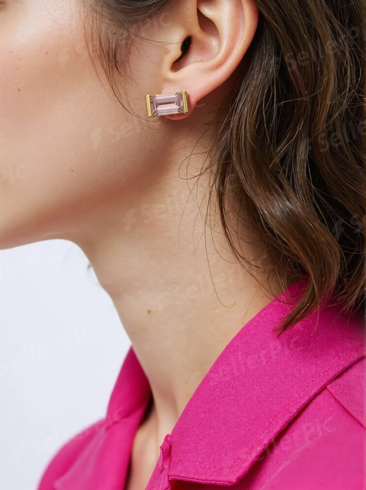 Blush Baguette Studs