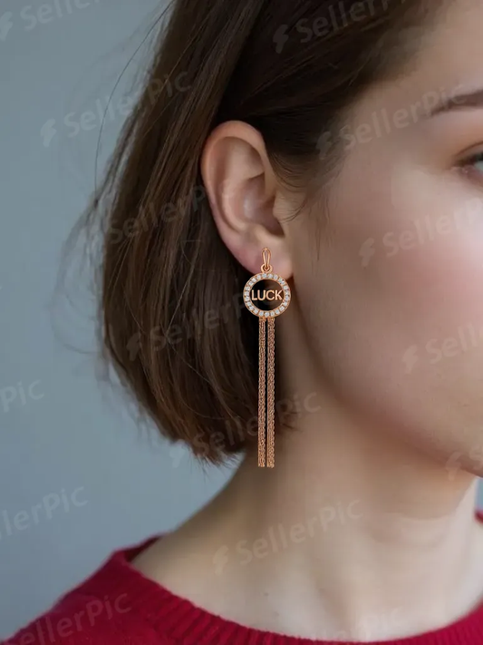 Luck Charm Rose Gold Dangle Earrings