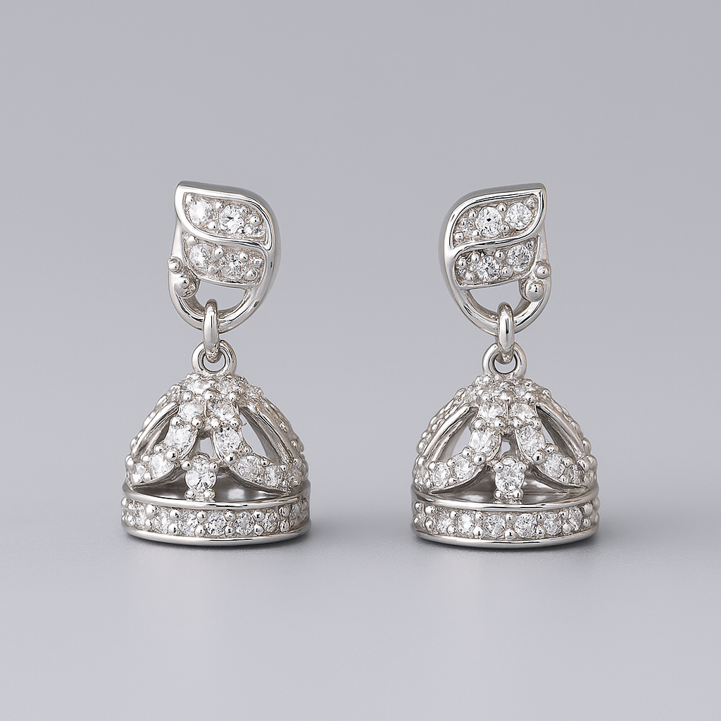 Radiant Blossom Silver Jhumki