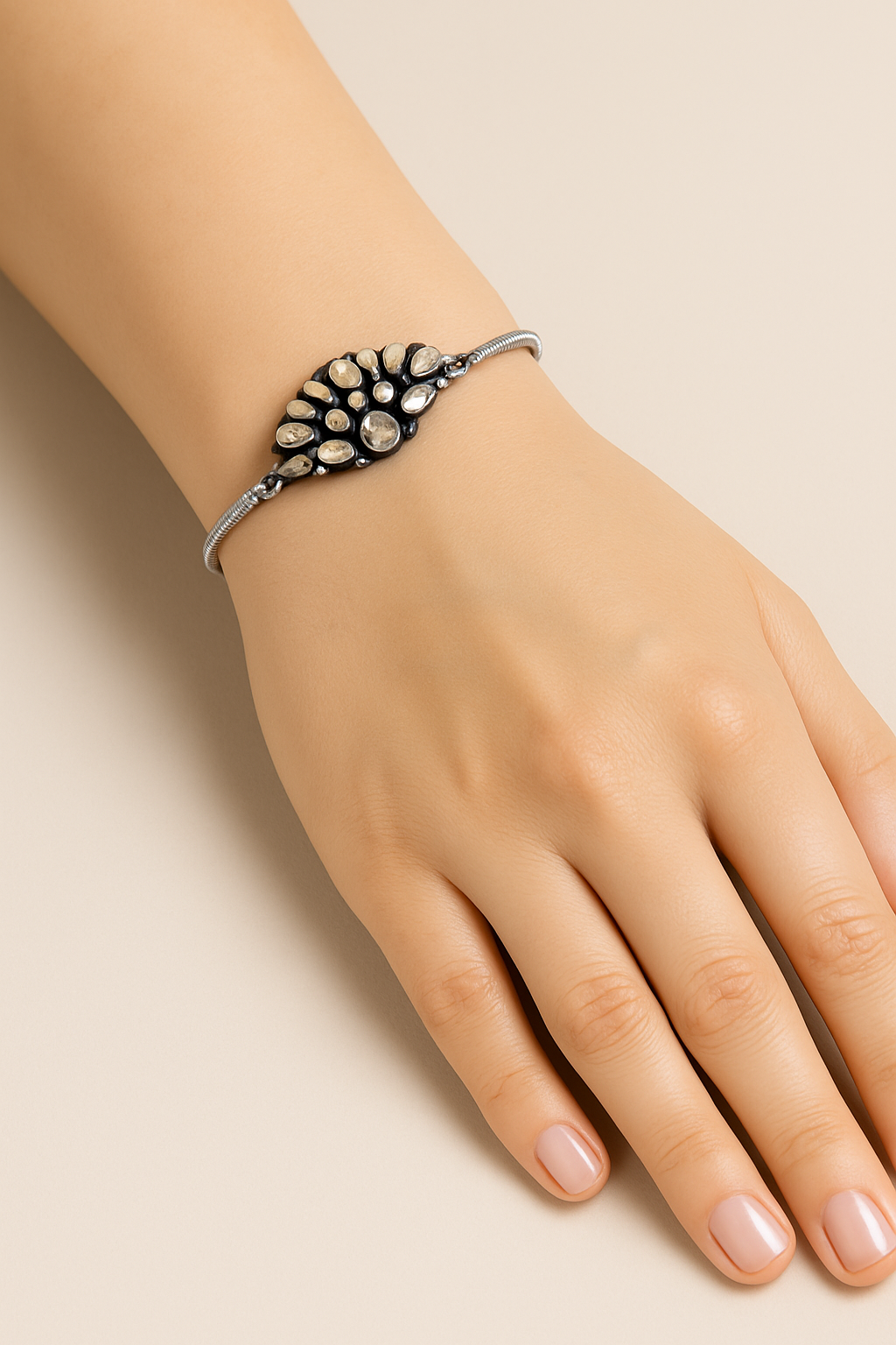 Noor Polki Bracelet – Sterling Silver