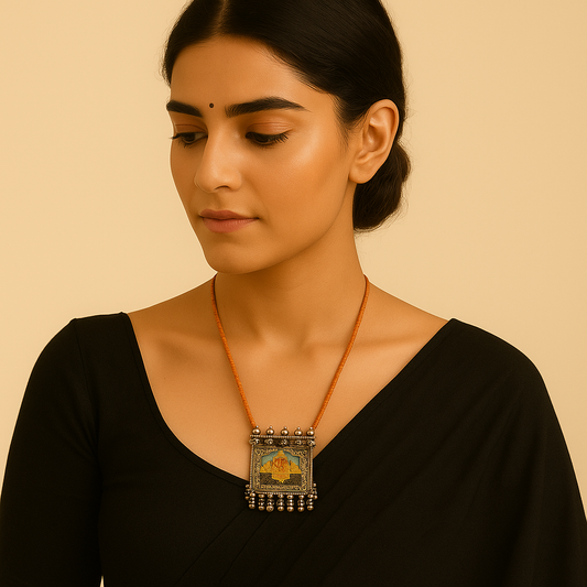 Divya Ganesha Hand-Painted Silver Pendant