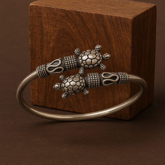 "Twin Turtle Guardian Kada – Sterling Silver"