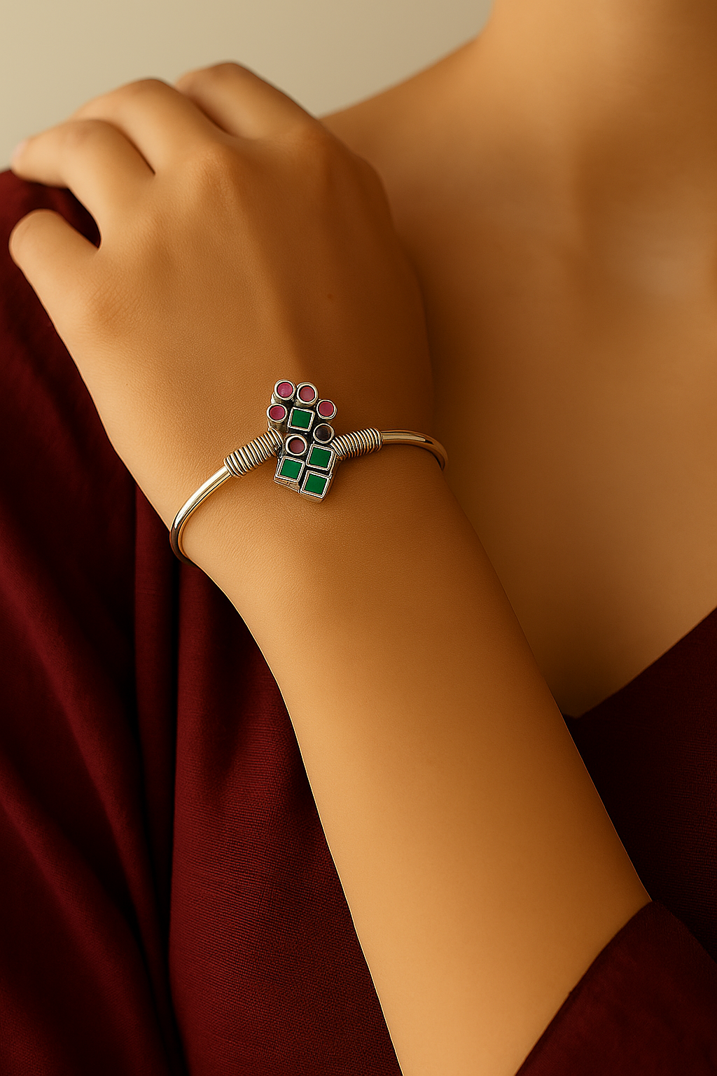 Gem Mosaic Kada – 925 Sterling Silver