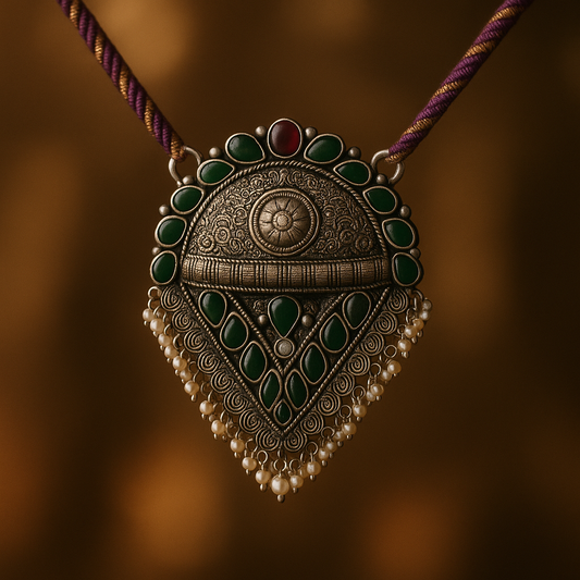 Mayurika Silver Temple Pendant