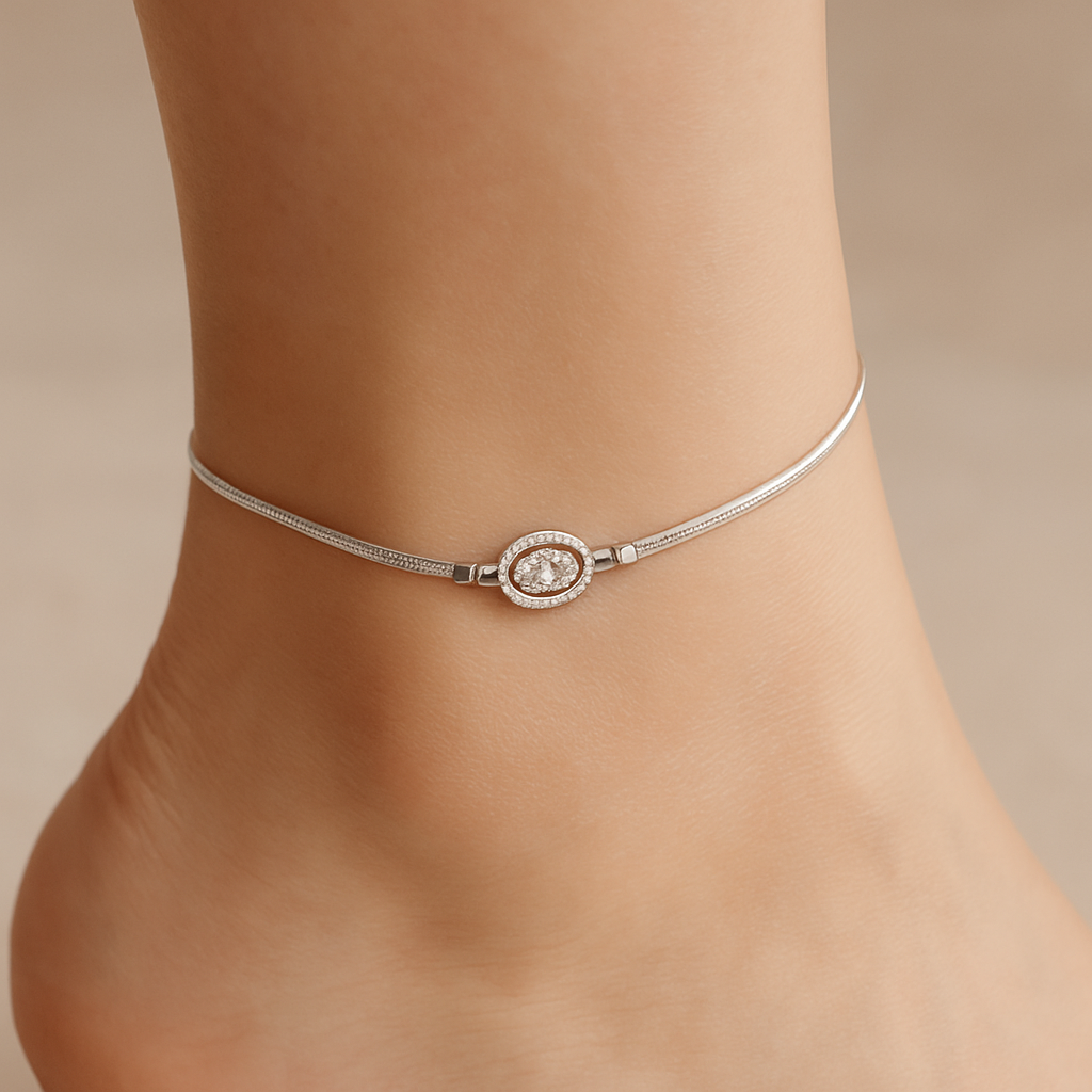 Celeste Sparkle Sterling Silver Anklet