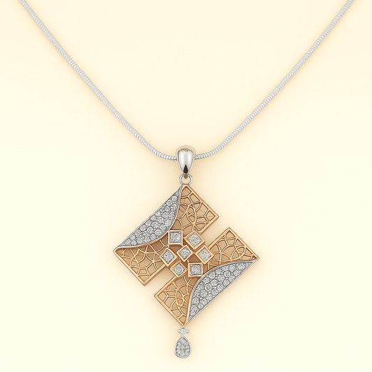 Opulent Cascade Pendant and Earring Set