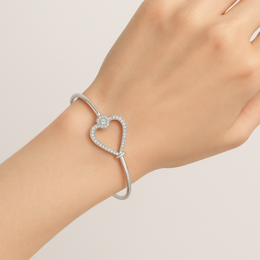 Celestia Heart Sterling Silver Kada