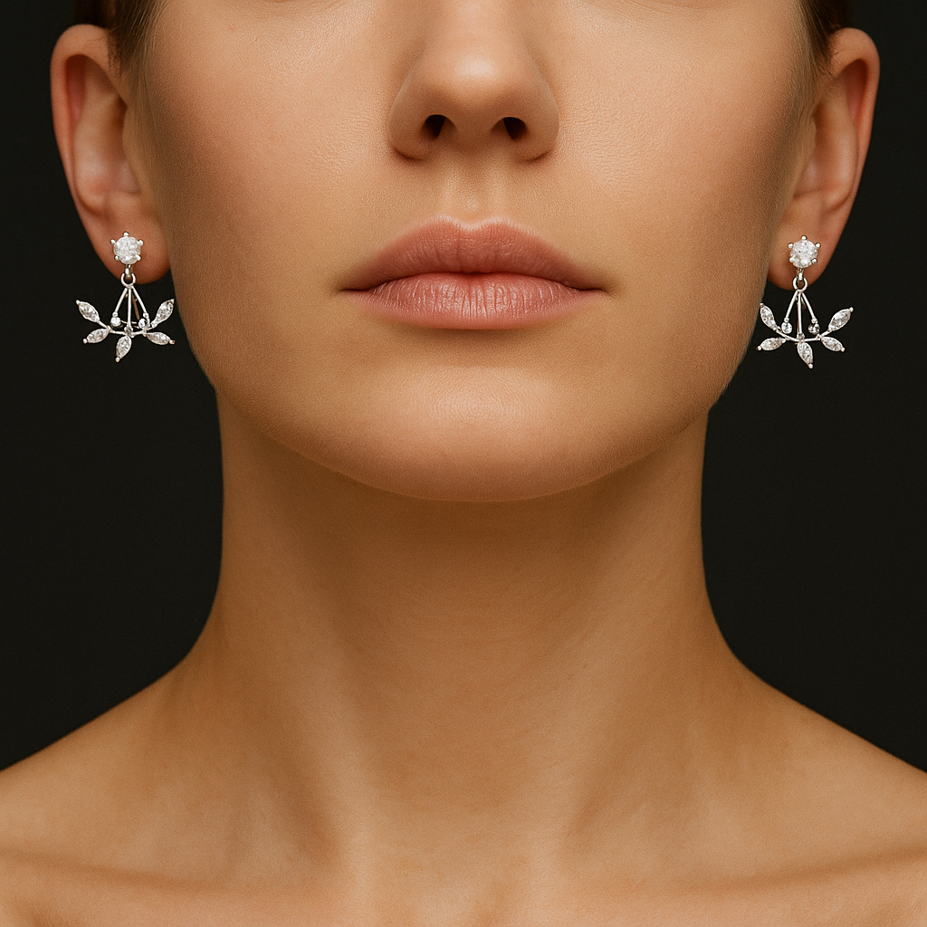 Sparkling Leaf 925 Sterling Silver Earrings
