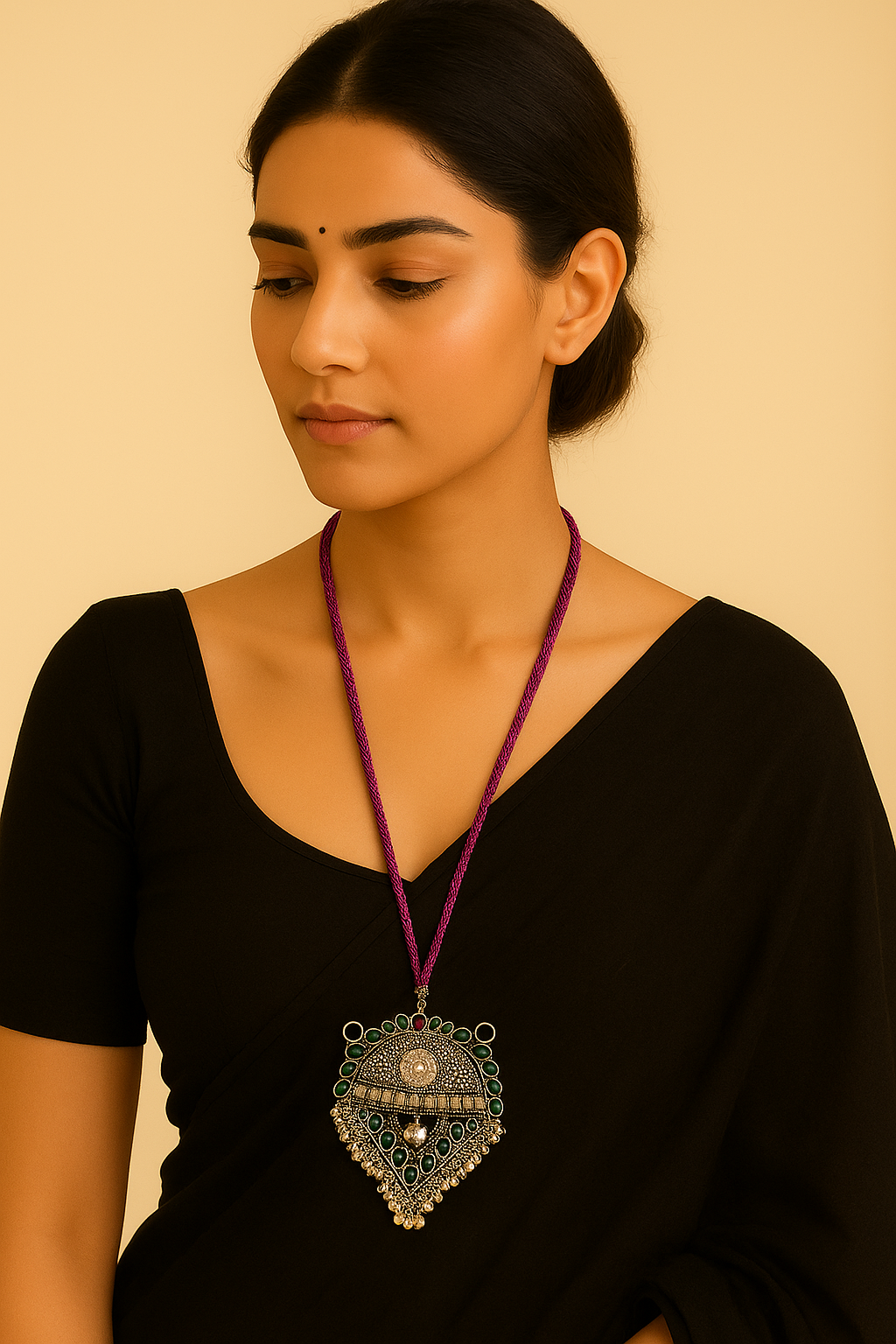 Mayurika Silver Temple Pendant