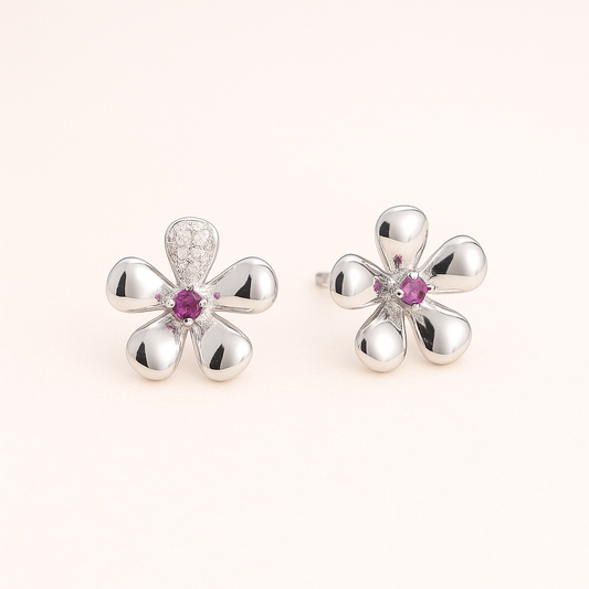 Blooming Elegance Ruby Earrings