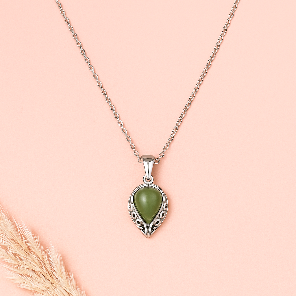 Emerald Teardrop Elegance Pendant – 925 Sterling Silver