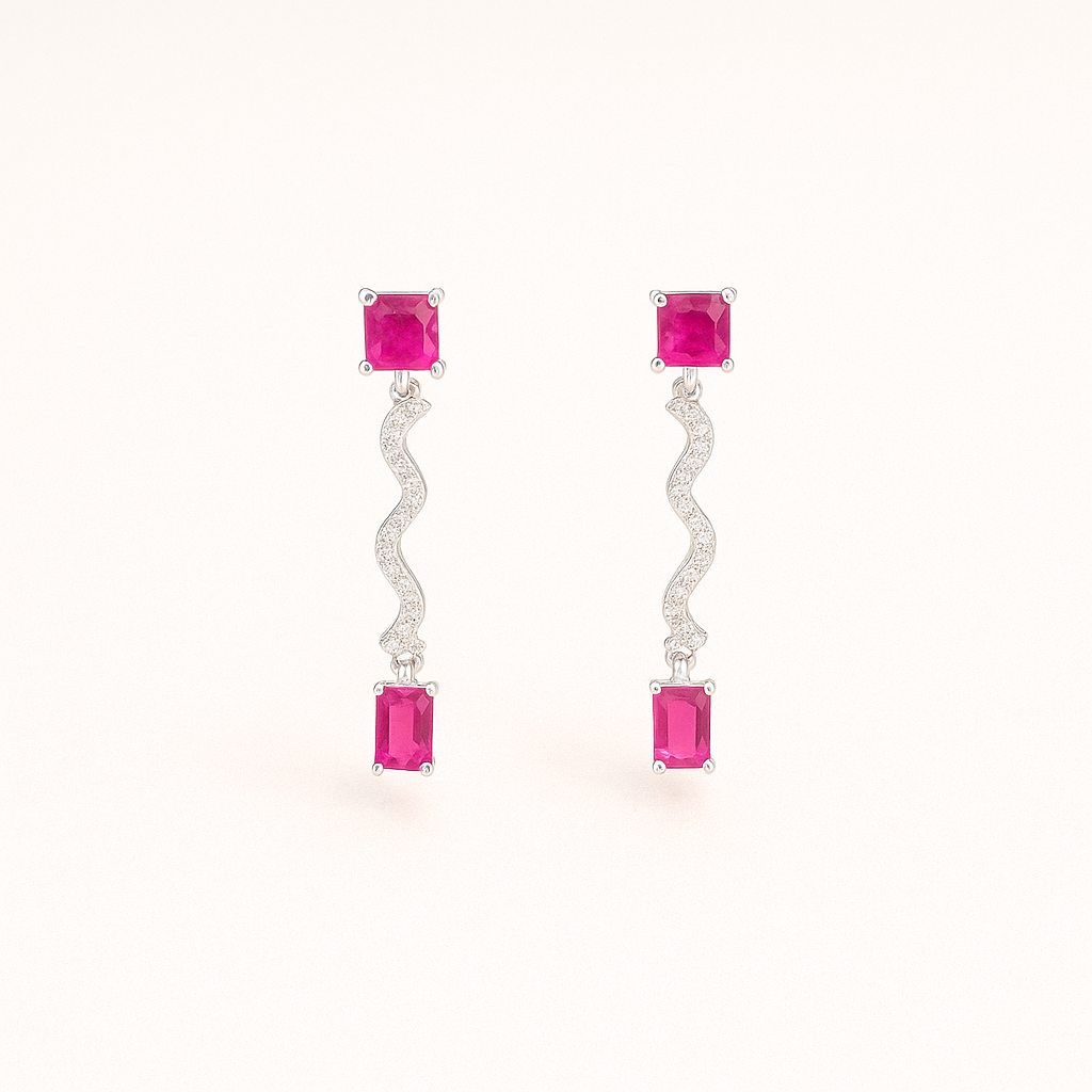 Twilight Dance Ruby Drop Earrings
