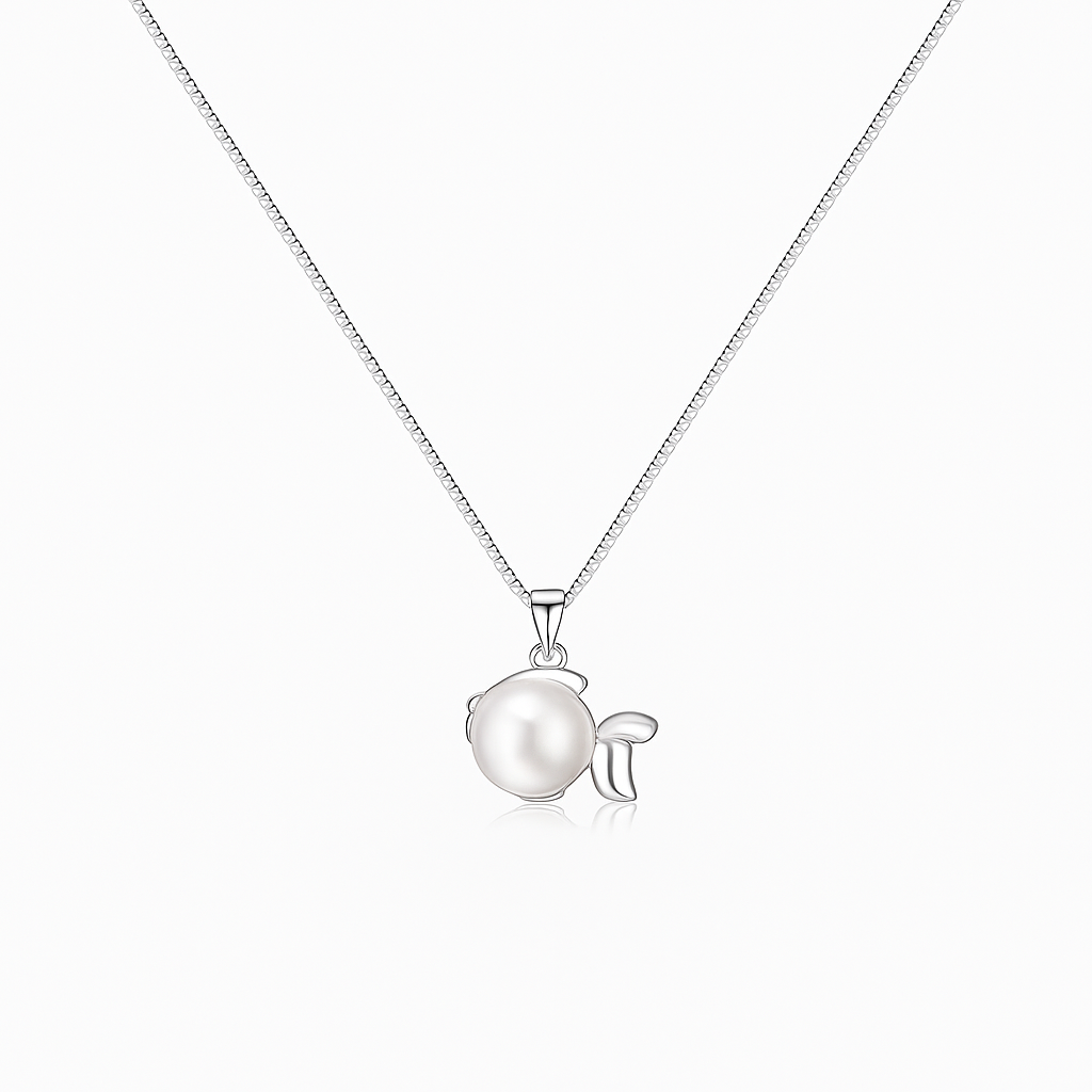 Ocean Pearl Fish Pendant – 925 Sterling Silver