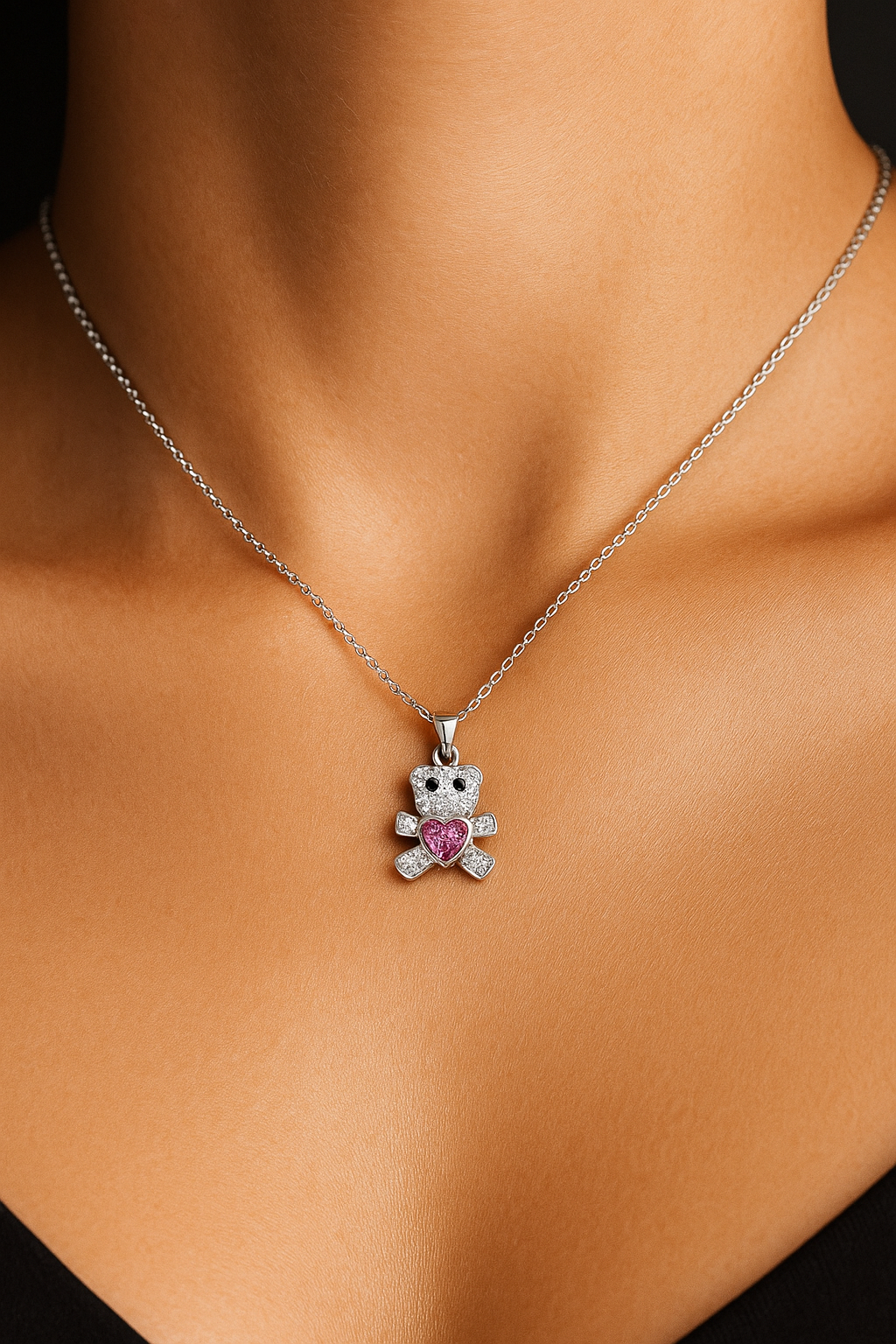 Teddy Heart Pendant – 925 Sterling Silver