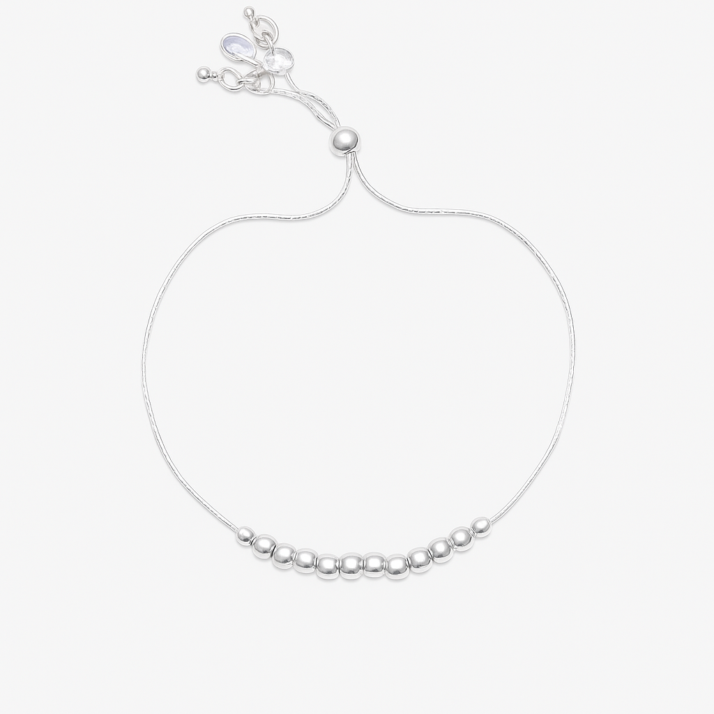 Silver Serenity Beaded Anklet