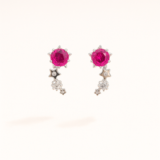 Celestial Ruby Star Earrings