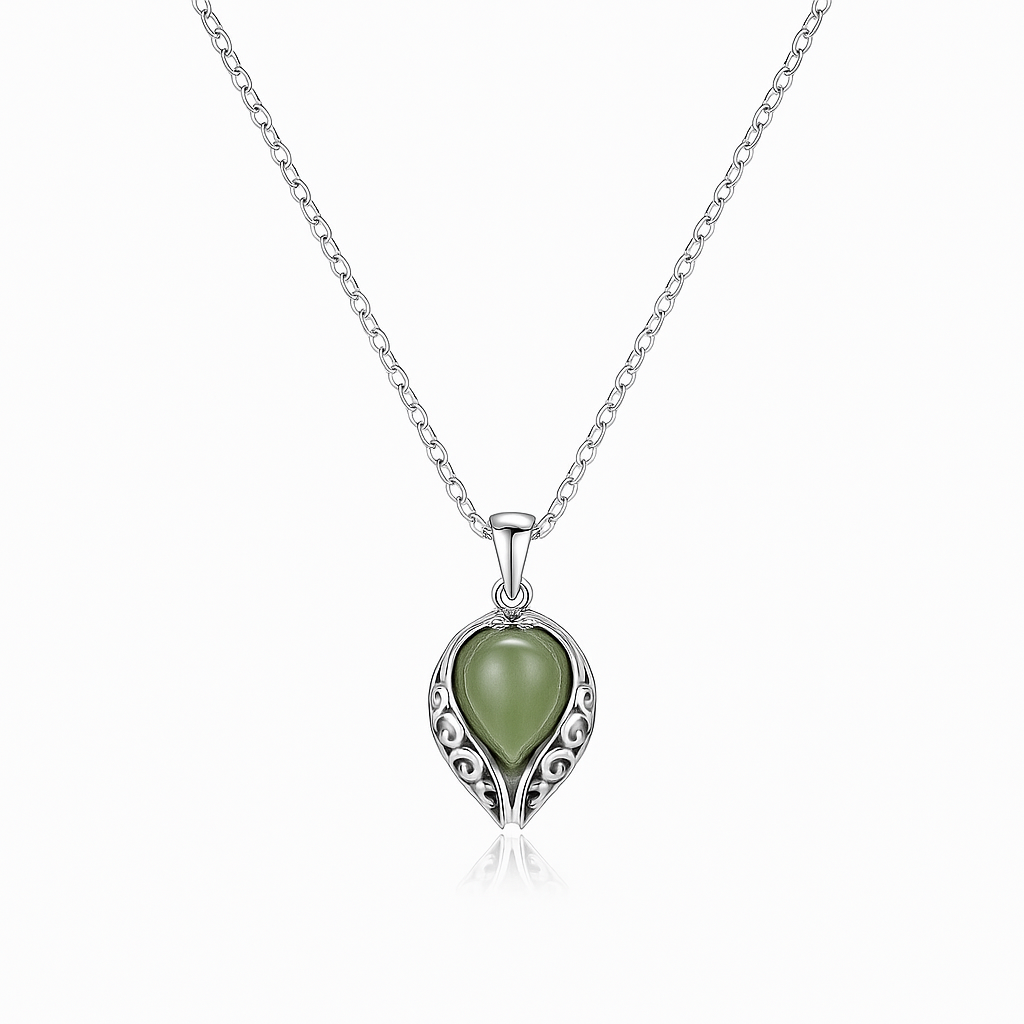 Emerald Teardrop Elegance Pendant – 925 Sterling Silver