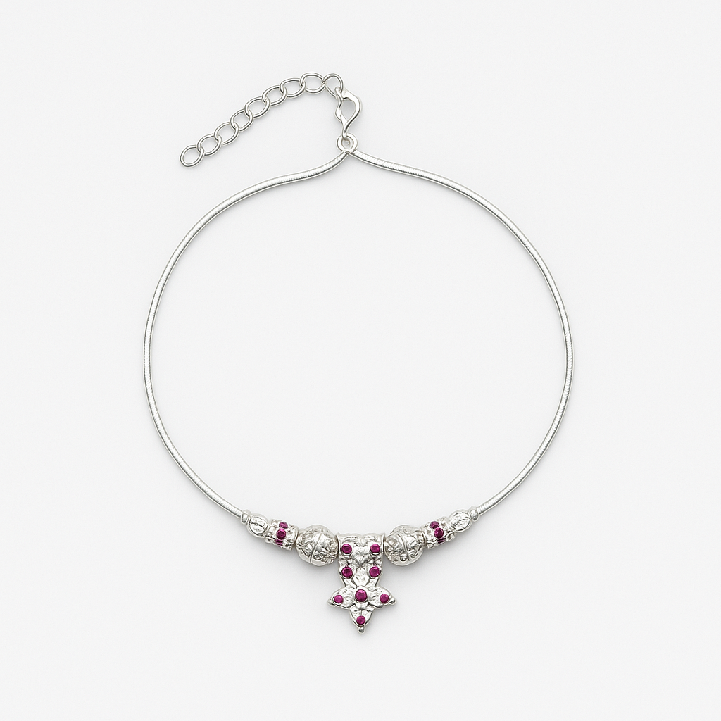 Crimson Grace Silver Anklet