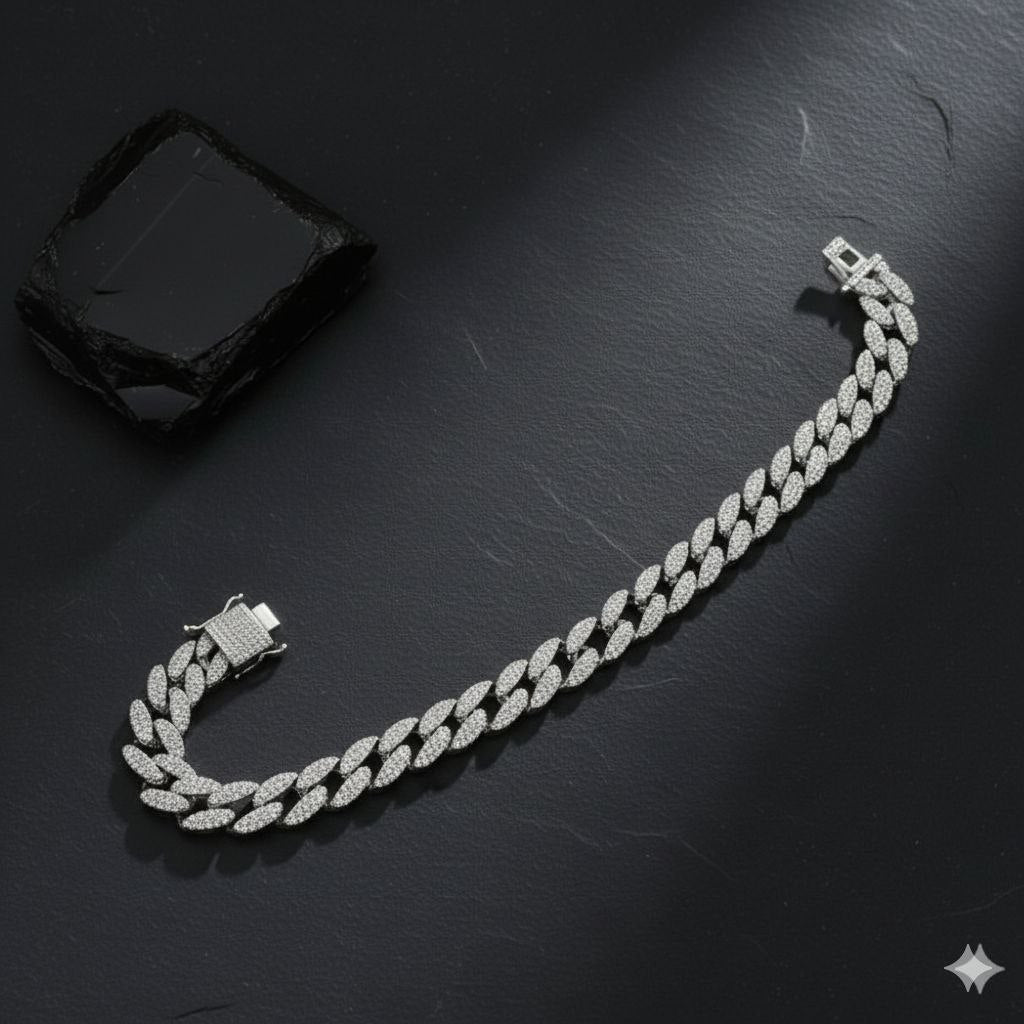 Radiant 925 Sterling Silver Pave Marquise Link Bracelet