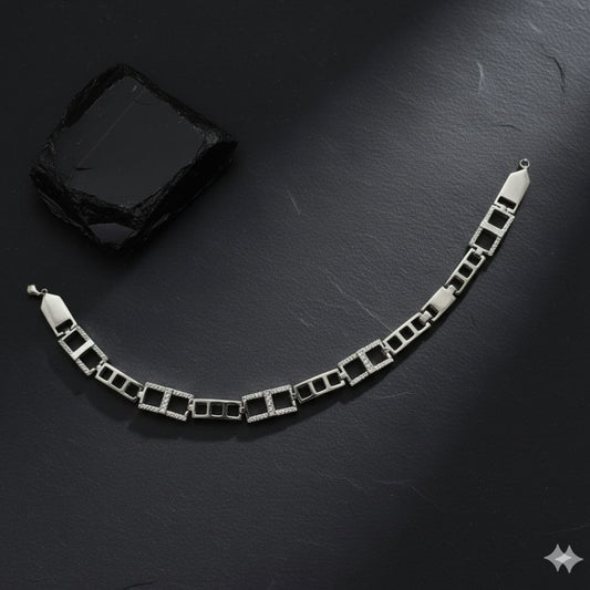 925 Sterling Silver Geometric Link Bracelet