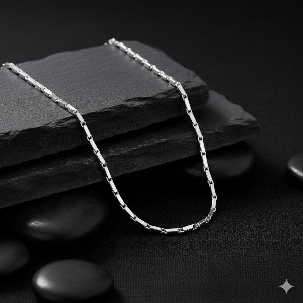 Sleek 925 Sterling Silver Bar Link Chain