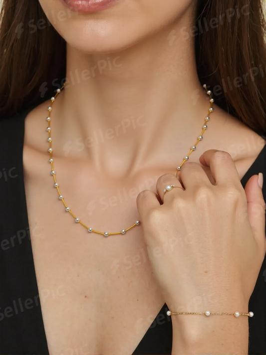 Aurea Bead-Link Chain – Two-Tone Sterling Silver