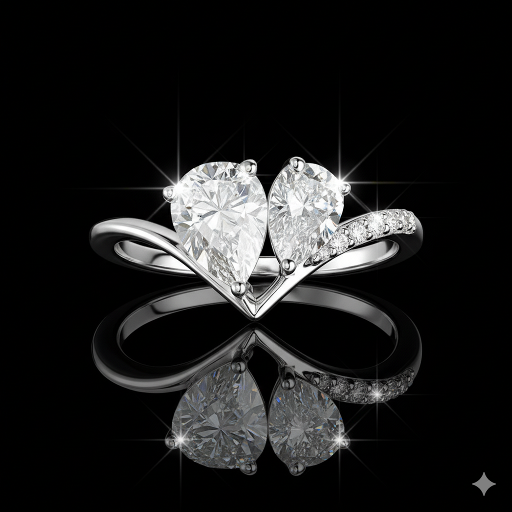 Twin Hearts Silver Ring