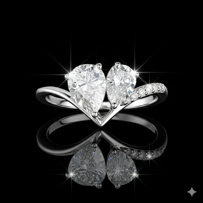 Twin Hearts Silver Ring