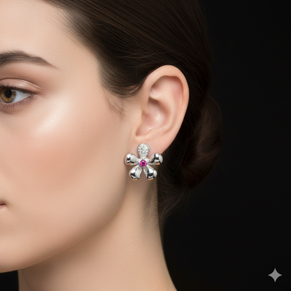 Blooming Elegance Ruby Earrings