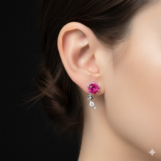 Celestial Ruby Star Earrings