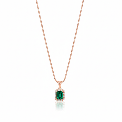 "Emerald Halo" Rose Gold Plated 925 Silver