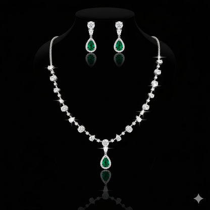 "The Emerald Promise" Pear Drop 925 Silver Gala Set