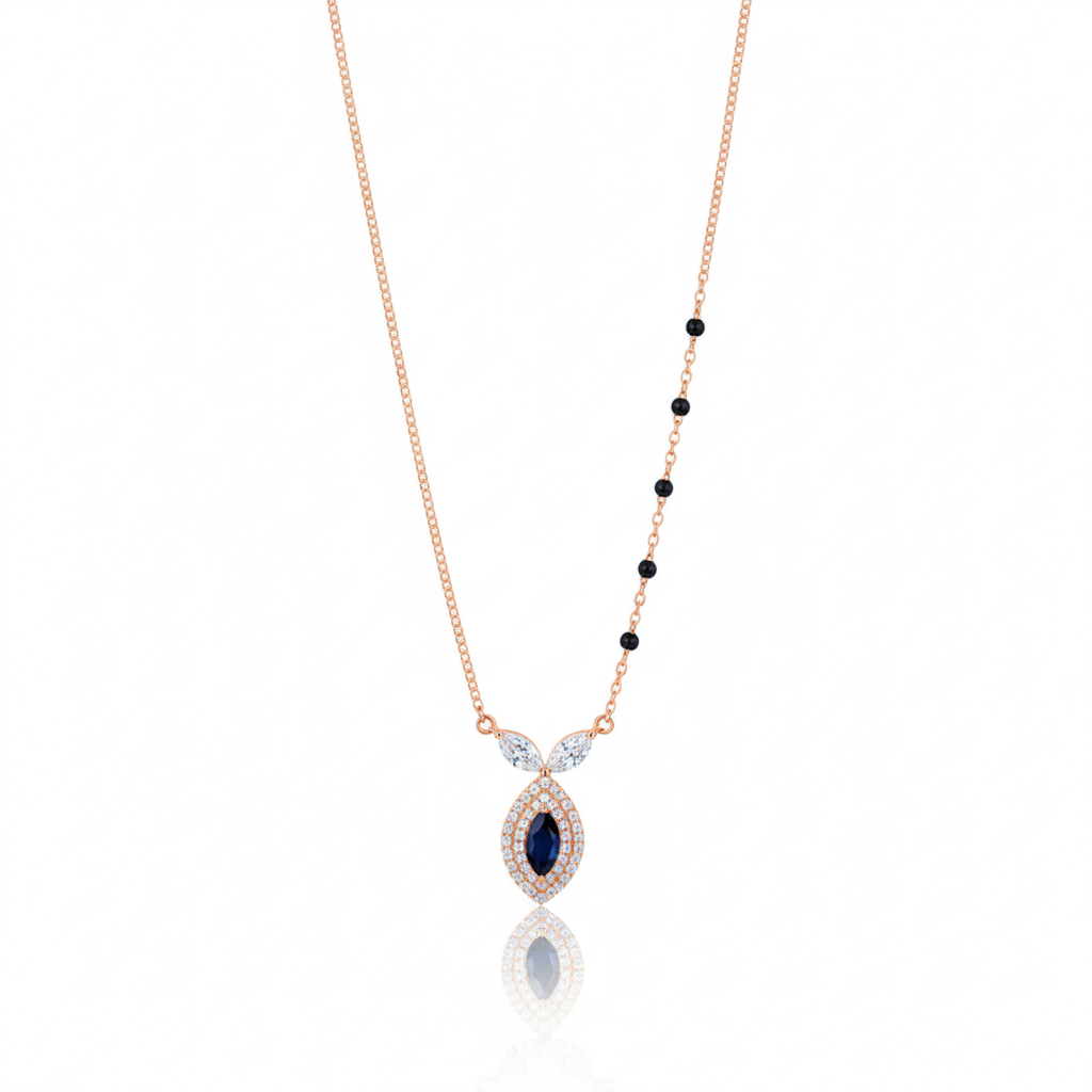 Midnight Petal" Rose Gold Sapphire Mangalsutra