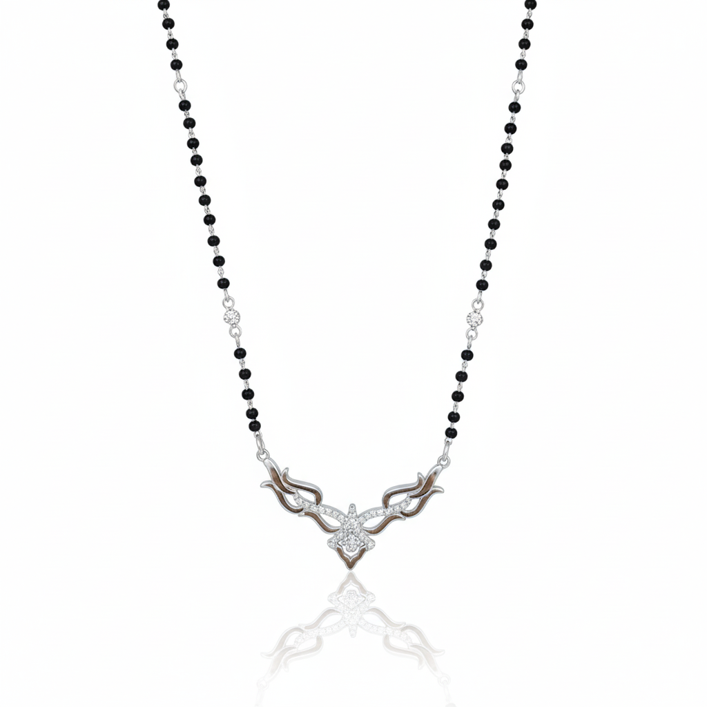 "Modern Bloom" Diamond Simulant 925 Silver Mangalsutra