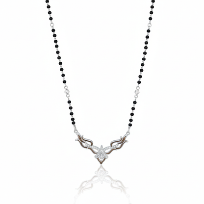 "Modern Bloom" Diamond Simulant 925 Silver Mangalsutra